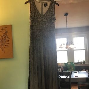 Adrianna Papell silver beaded gown